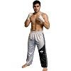 FIGHTERS - Pantaloni da Kickboxing / Raso / Bianco-Nero