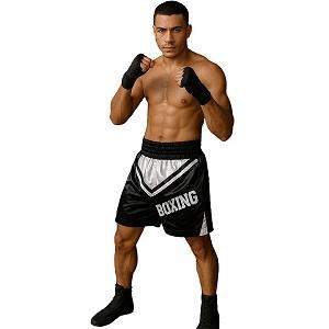 FIGHT-FIT - Pantaloncini da Boxe / Boxing / Nero-Bianco / XS