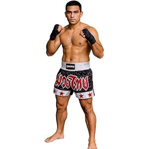 FIGHTERS - Pantaloncini Muay Thai / Nero-Bianco / Medium