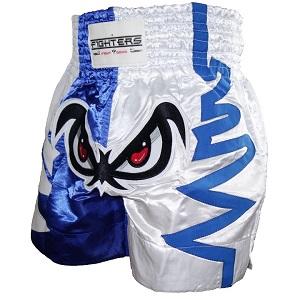 FIGHTERS - Pantaloncini Muay Thai / No Fear / Bianco-Blu / Medium