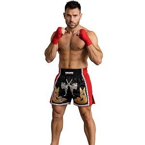 FIGHTERS - Pantaloncini Muay Thai / Elite Fighters / Nero-Rosso / Small
