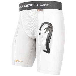 Shock Doctor - Short a compressione con Bioflex inguinale / Bianco / Medium